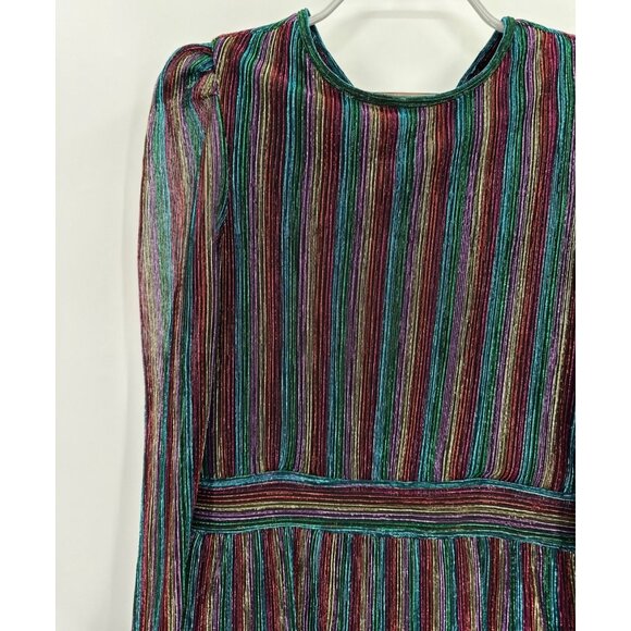 Saylor Stripe Zariah Mini Dress sz S Rainbow Stripe Pleating Cocktail Party - Picture 3 of 12
